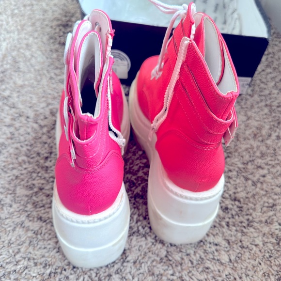 Demonic pixie heart uv technopagan boots Neon Pink - Picture 5 of 6